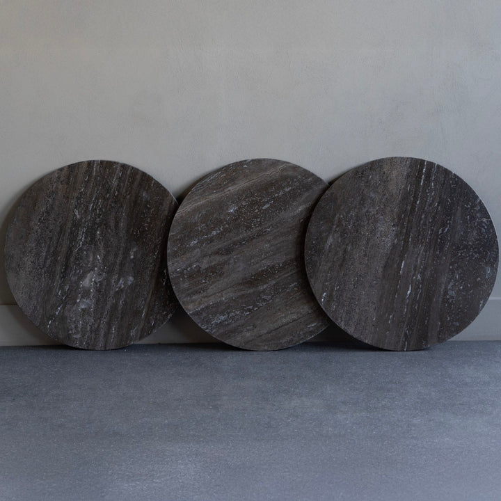 Libra Clifton II Charcoal Black and Dark Travertine Coffee Table Small 60cm