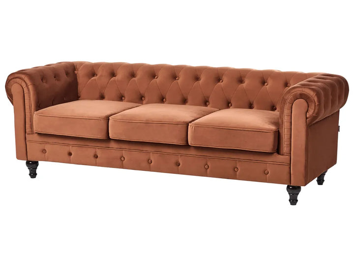 Sofa 3 Seater Velvet Golden Brown Besnard