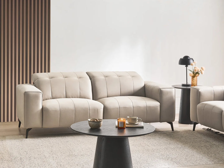 Taupe faux leather 3 seater sofa Makirah