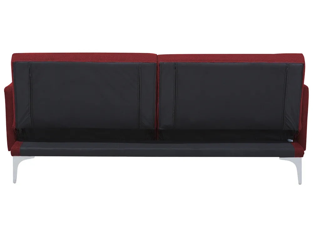 Sofa Bed 3 Seater Fabric Dark Red Castera
