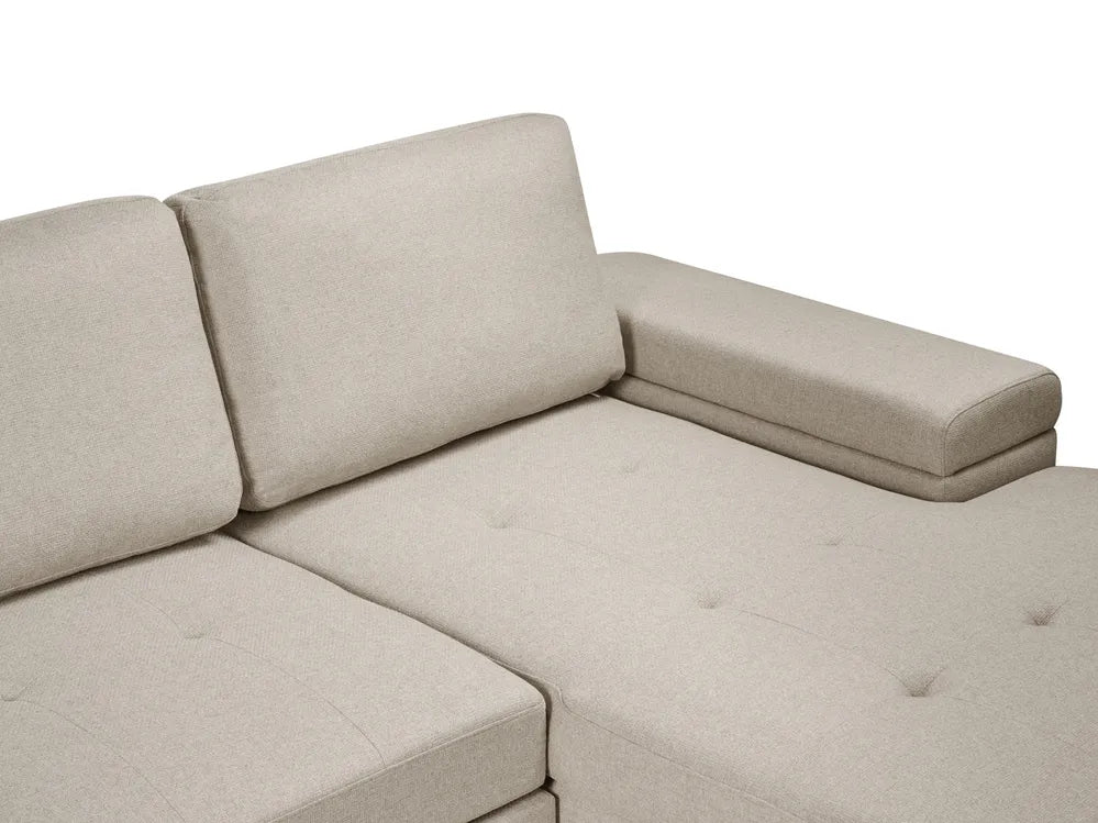Corner Sofa Bed 3 Seater Faux Linen Beige Left Hand Adesire