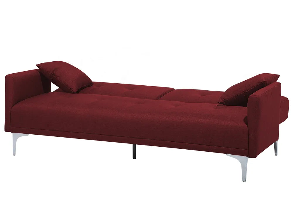 Sofa Bed 3 Seater Fabric Dark Red Castera