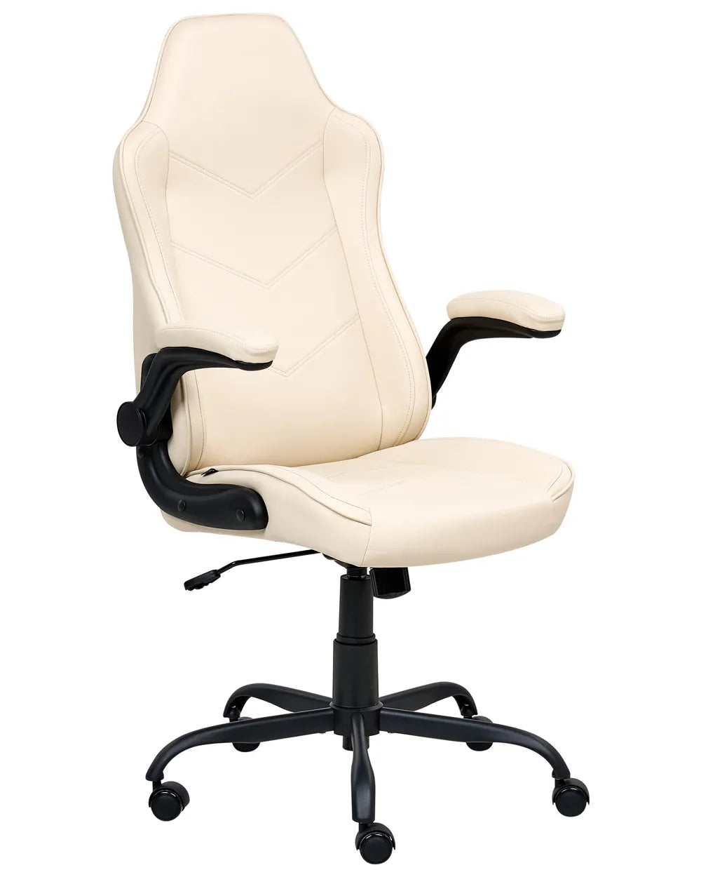 Beige office chair with black accents on a white background