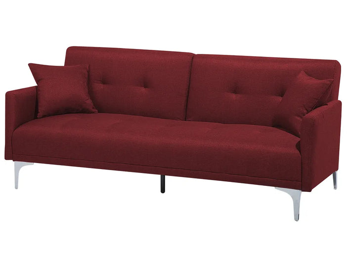 Sofa Bed 3 Seater Fabric Dark Red Castera
