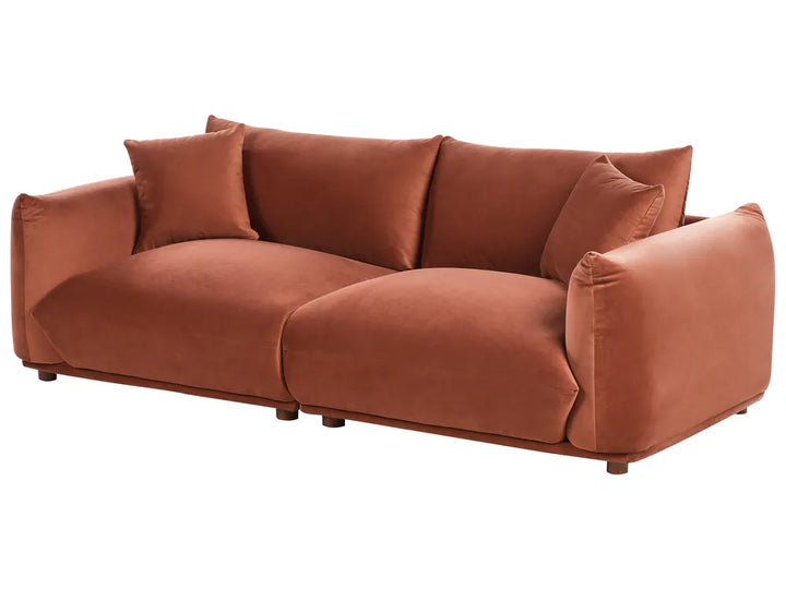 Sofa 3 Seater Velvet Golden Brown Kainon