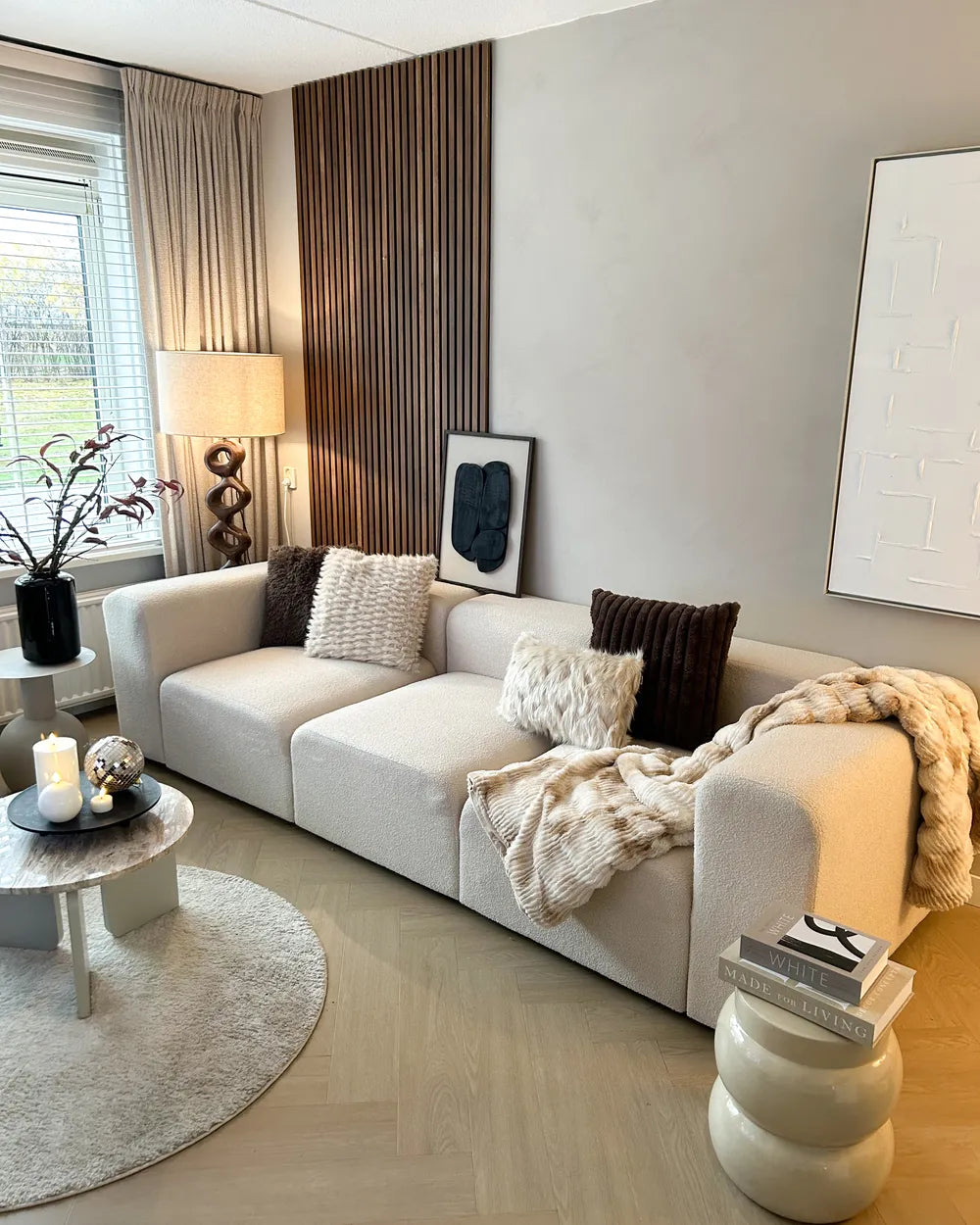 Modular Sofa 3 Seater Boucle White Azura