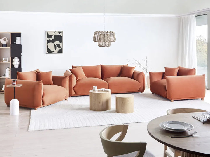 Sofa 3 Seater Velvet Golden Brown Kainon