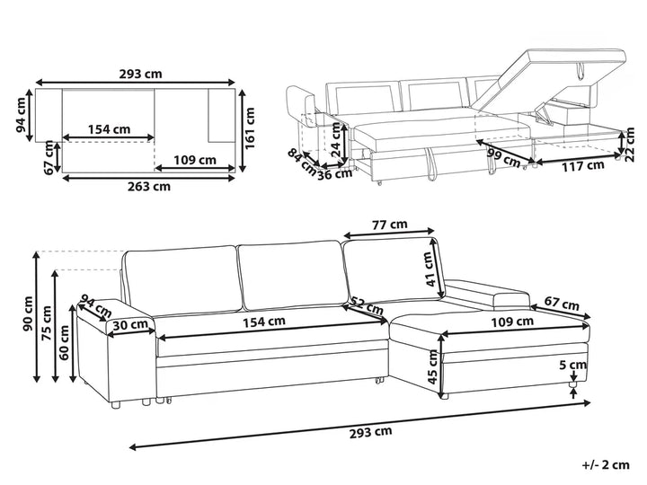 Corner Sofa Bed 3 Seater Faux Linen Beige Left Hand Adesire