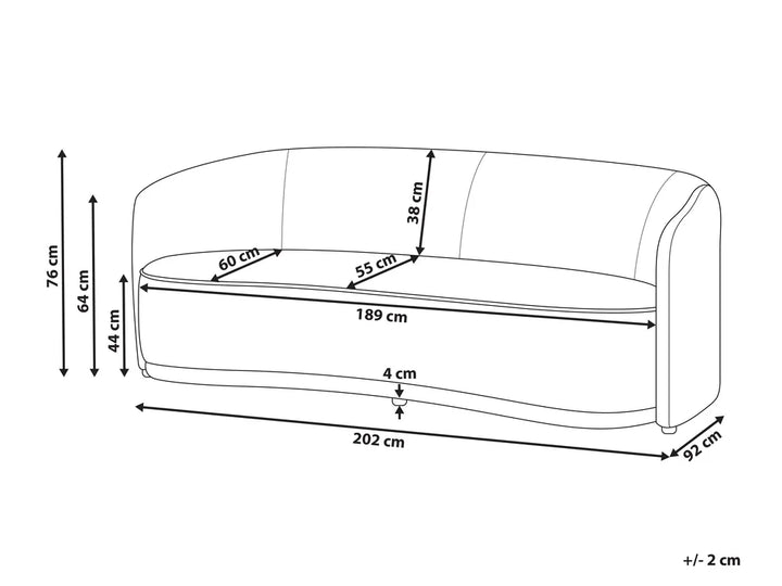 3 Seater Fabric Light Beige Rastus