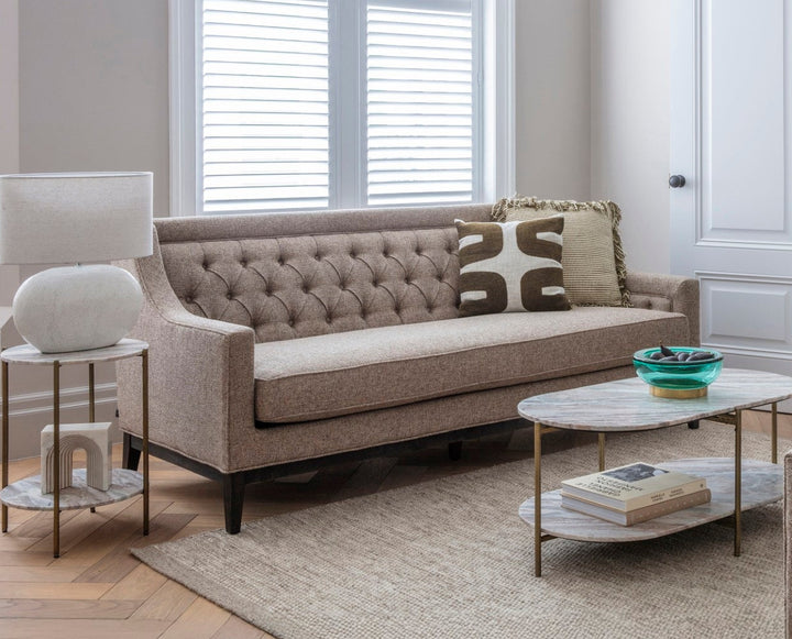 Libra Theodore Dark Taupe Buttoned 3 Seater Sofa