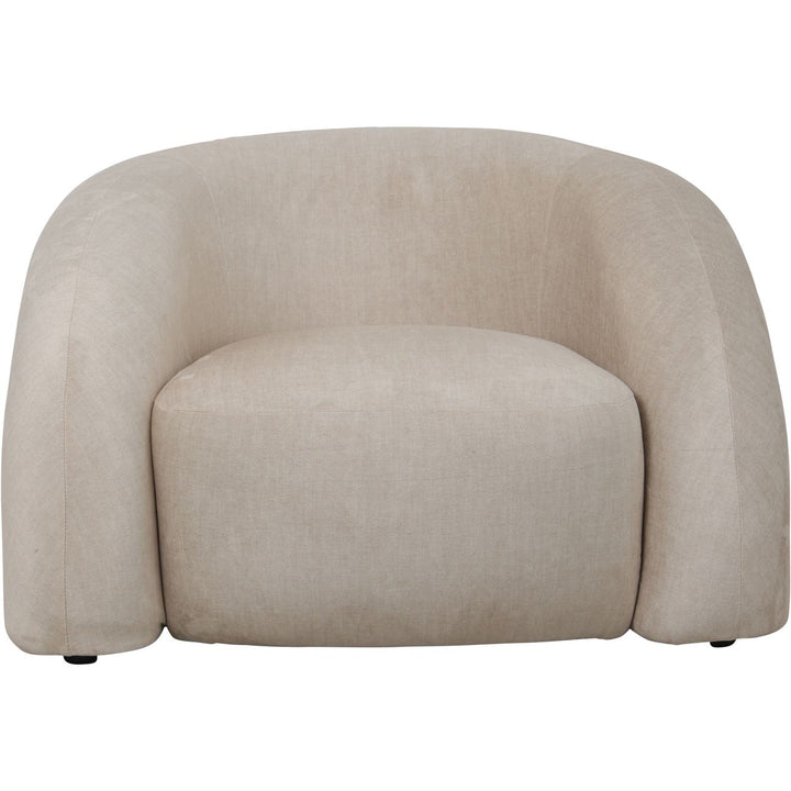 Libra Casa Cream Velvet Fabric Curved Accent Chair