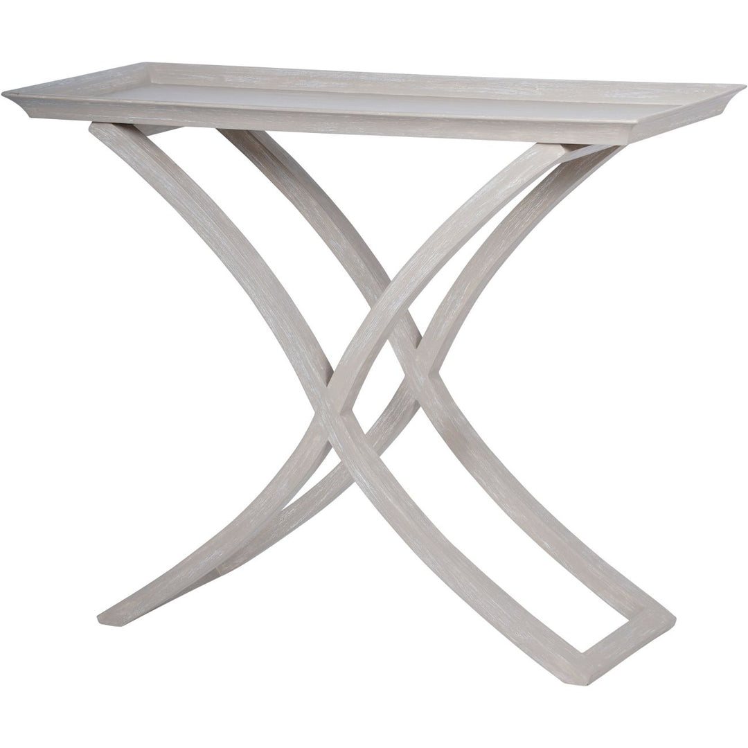 White side table with a modern design on a white background