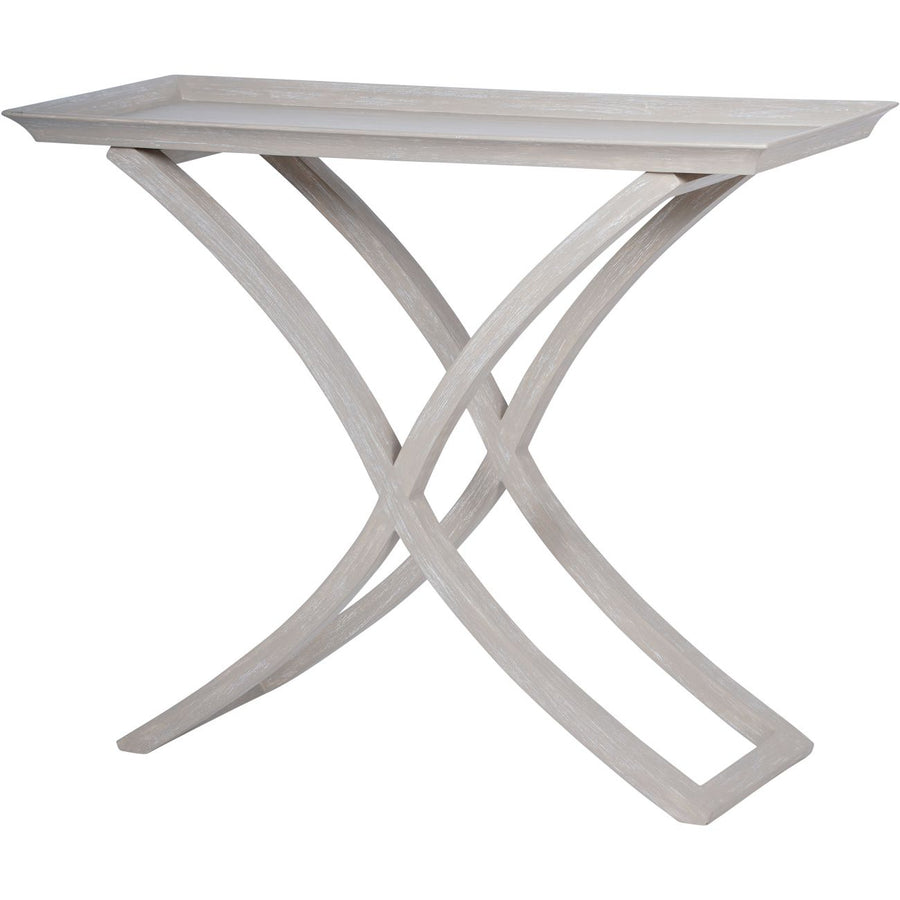White side table with a modern design on a white background