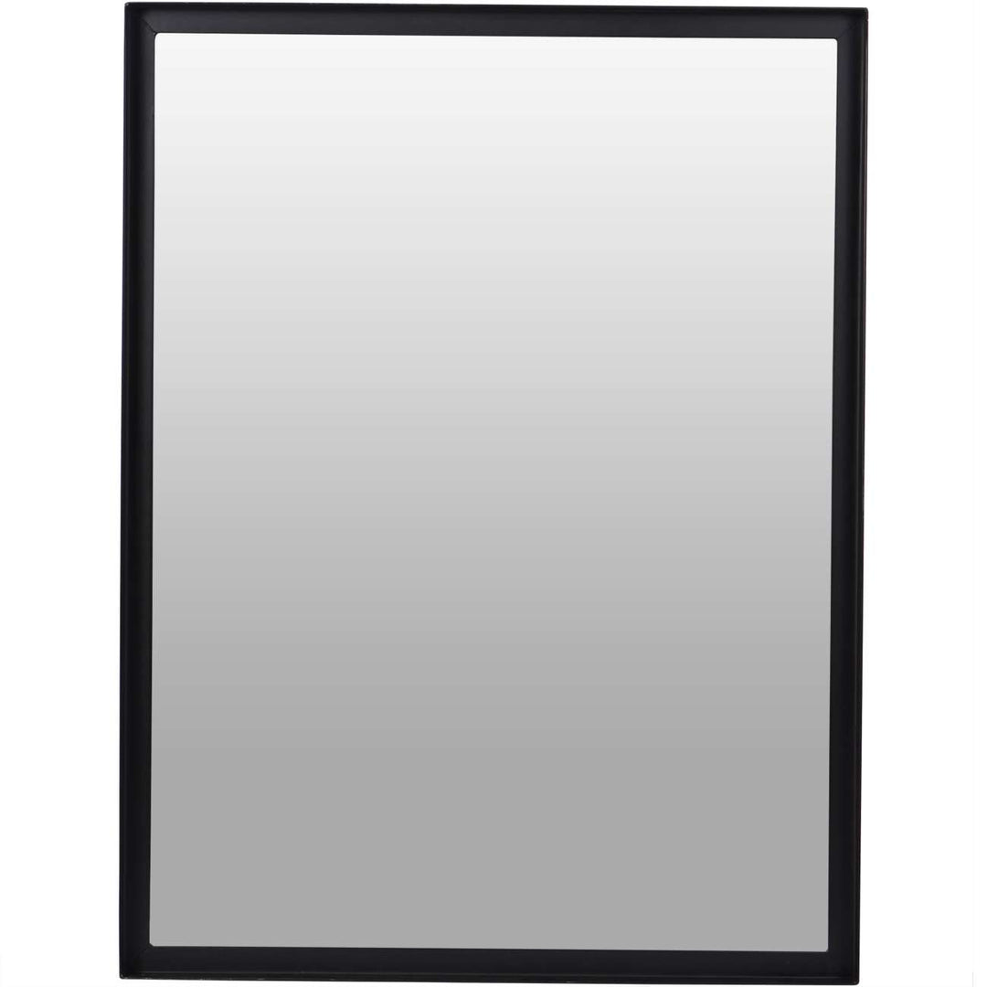 Rectangular mirror with a black frame on a white background