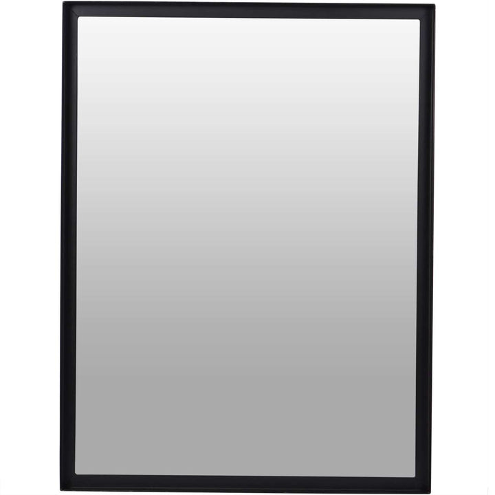 Rectangular mirror with a black frame on a white background
