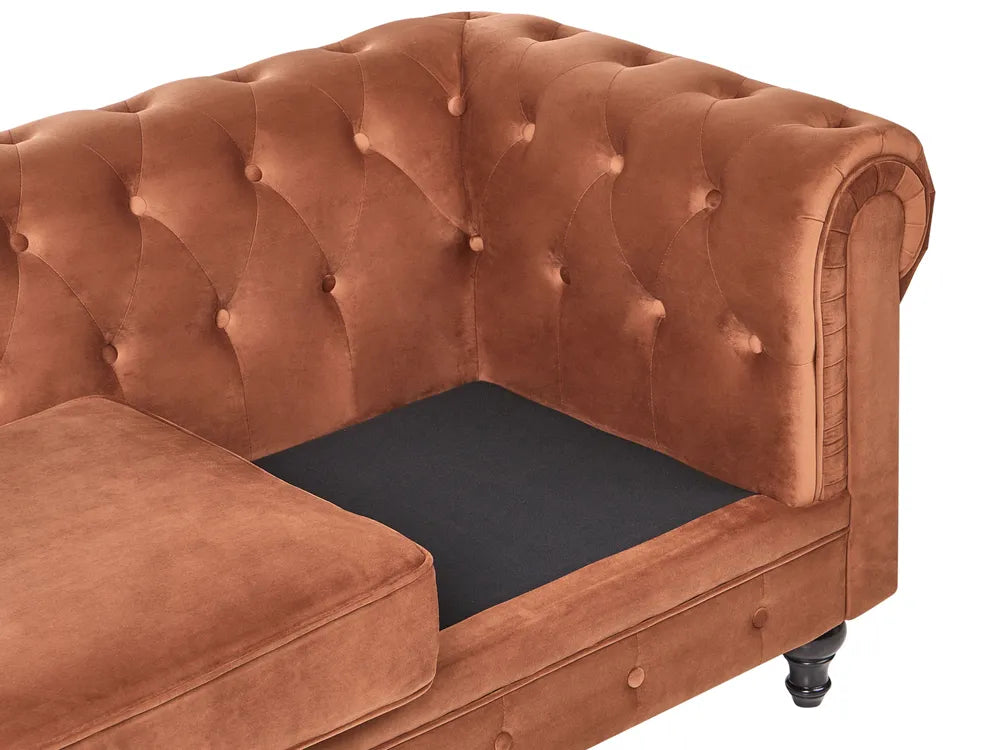 Sofa 3 Seater Velvet Golden Brown Besnard