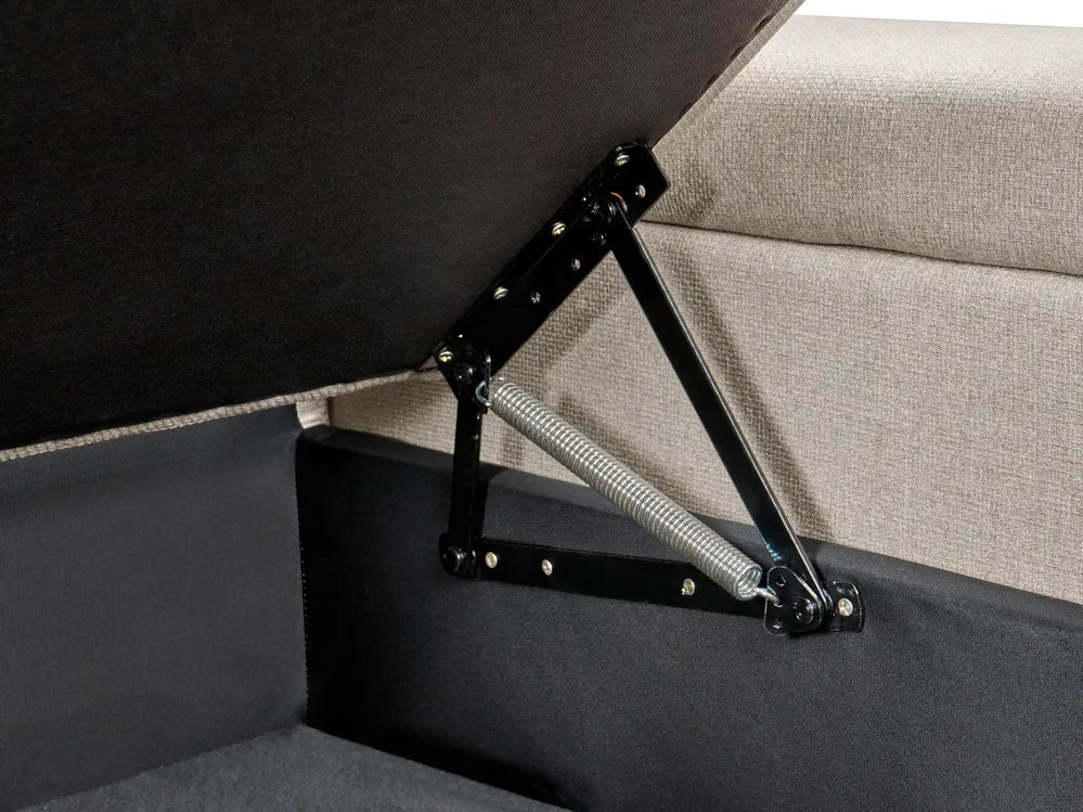 Corner Sofa Bed 3 Seater Faux Linen Beige Left Hand Adesire