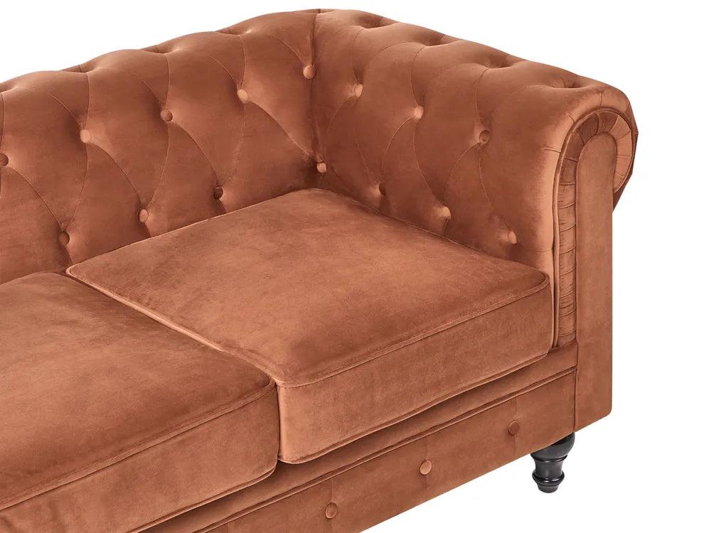 Sofa 3 Seater Velvet Golden Brown Besnard