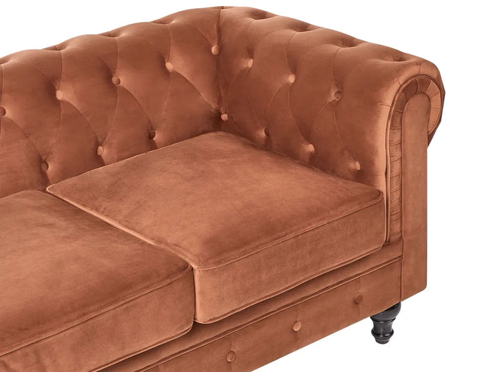Sofa 3 Seater Velvet Golden Brown Besnard