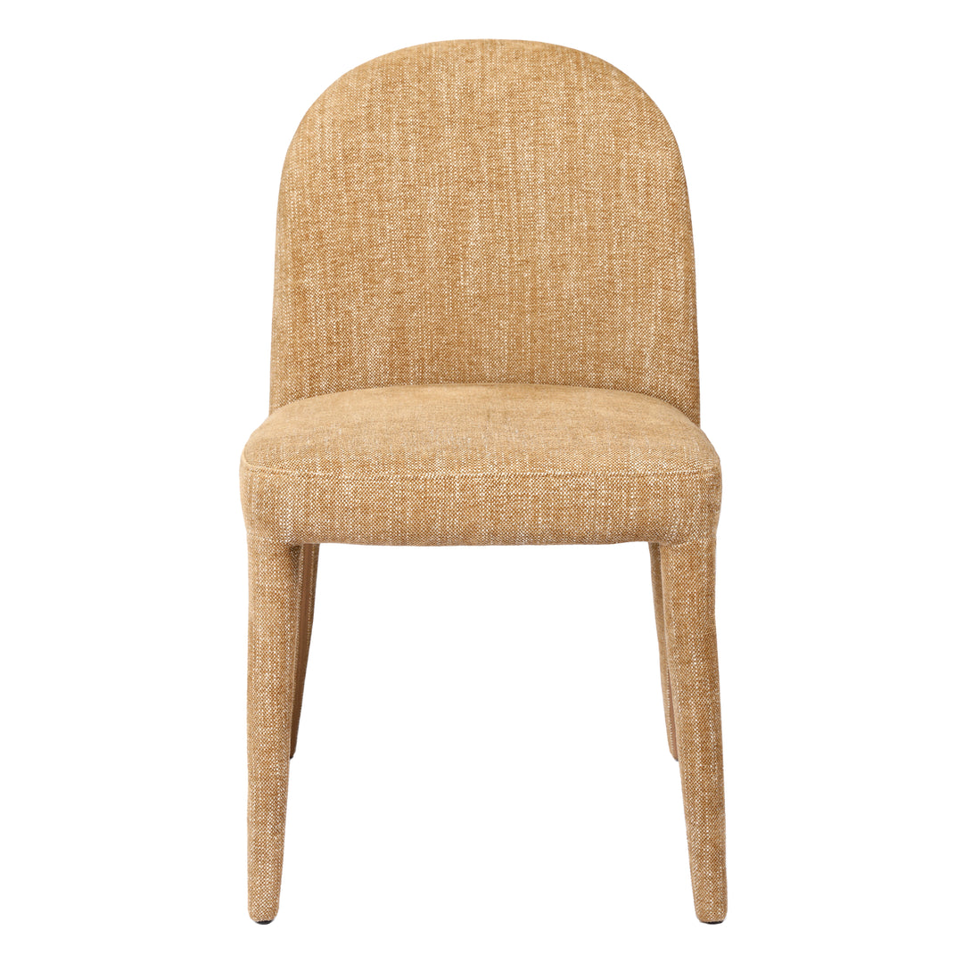 Beige upholstered chair on a white background