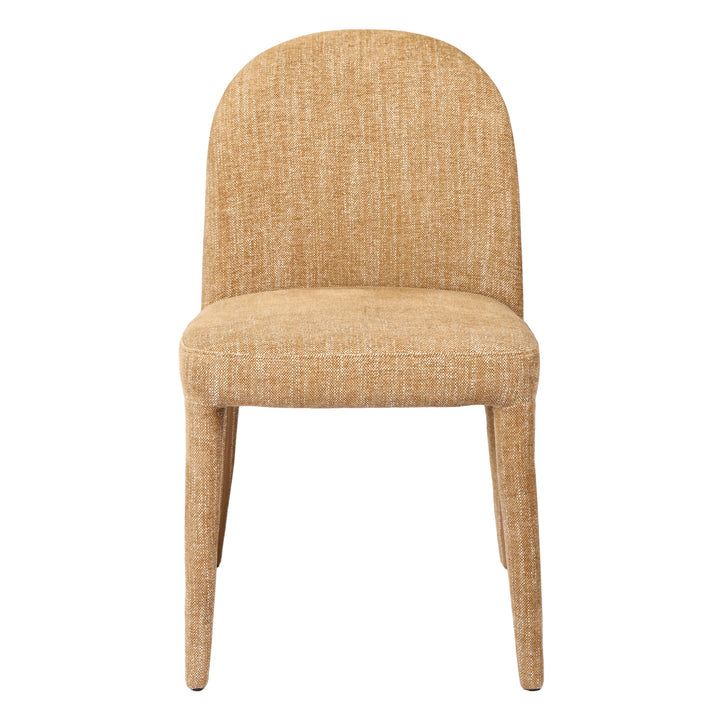 Beige upholstered chair on a white background