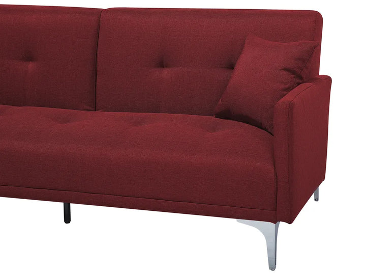 Sofa Bed 3 Seater Fabric Dark Red Castera