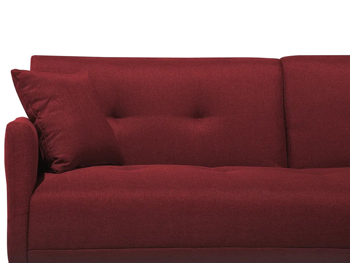Sofa Bed 3 Seater Fabric Dark Red Castera