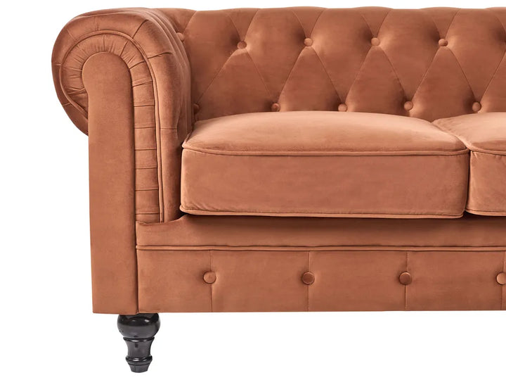 Sofa 3 Seater Velvet Golden Brown Besnard
