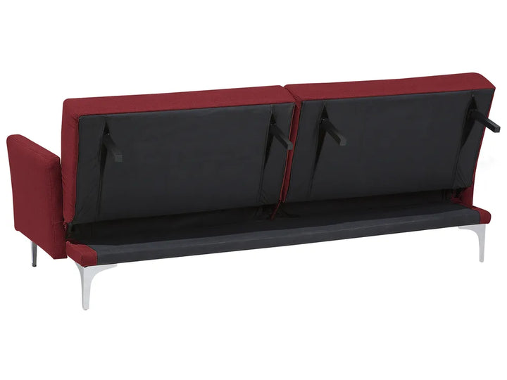 Sofa Bed 3 Seater Fabric Dark Red Castera