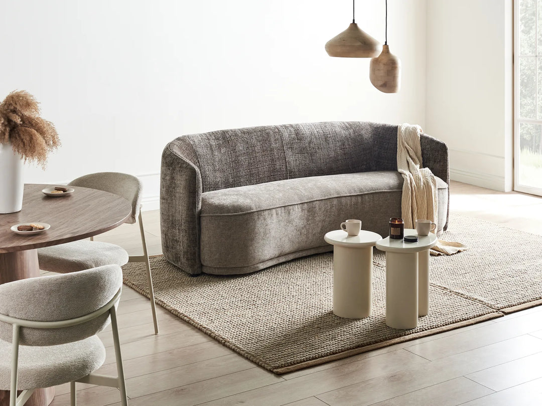 Stylish and comfortable brown 3 seater fabric sofa