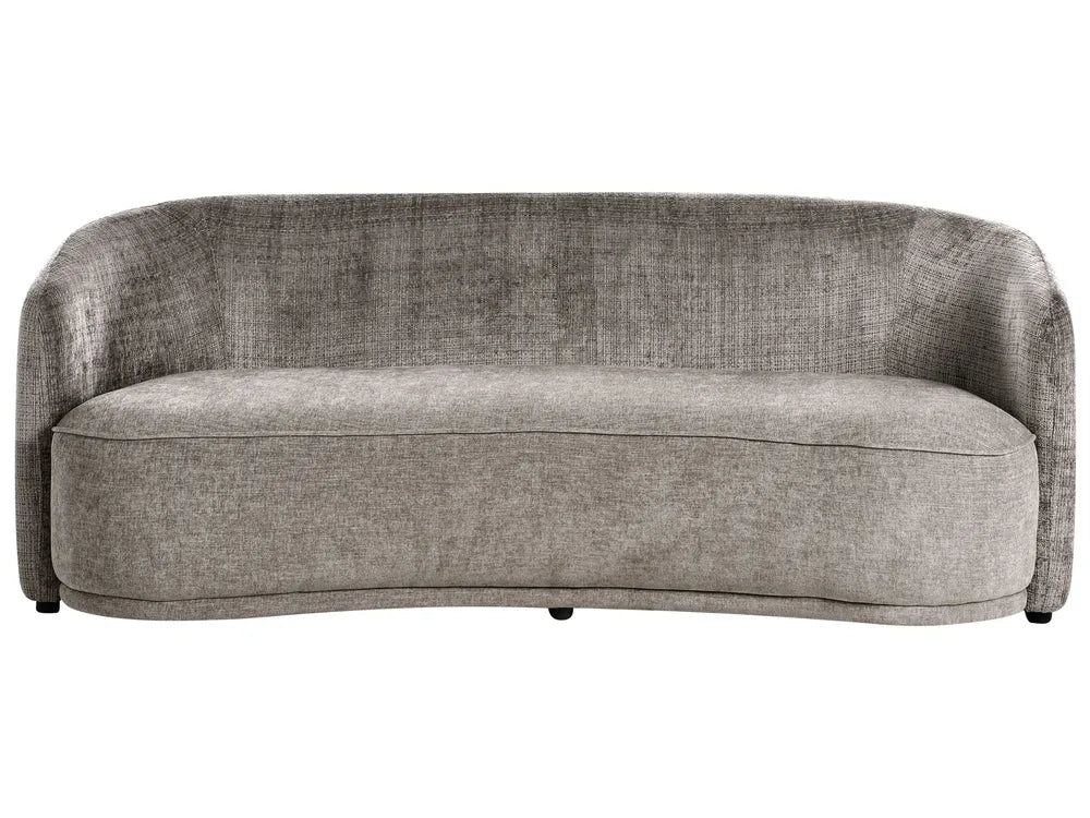 Brown fabric 3 seater sofa with dual-texture upholstery