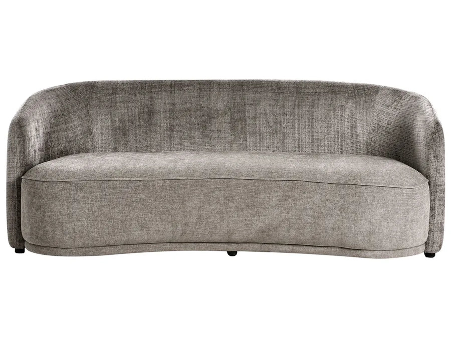 Brown fabric 3 seater sofa with dual-texture upholstery