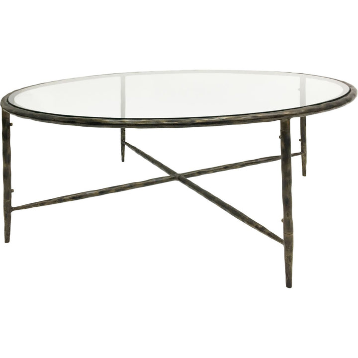 Libra Patterdale Hand Forged Round Coffee Table Dark Bronze Finish Glass Top