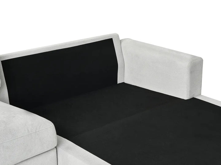 Corner Sofa 3 Seater Chenille Light Grey Left Hand Emilio