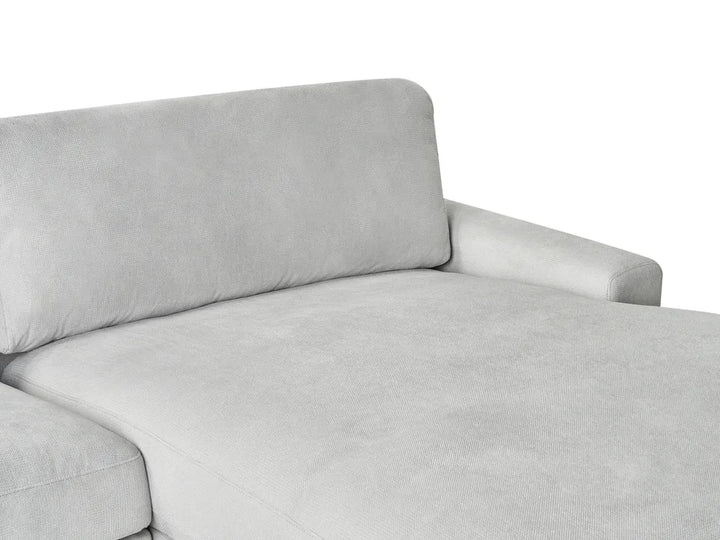 Corner Sofa 3 Seater Chenille Light Grey Left Hand Emilio