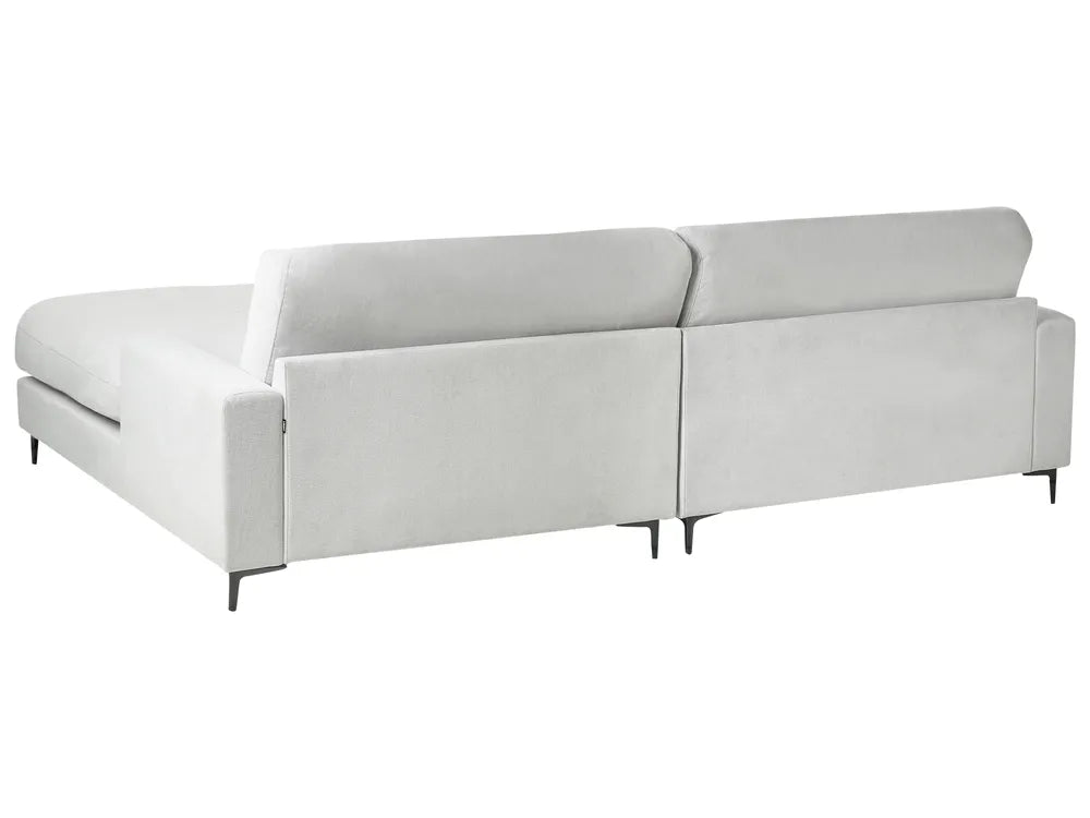 Corner Sofa 3 Seater Chenille Light Grey Left Hand Emilio