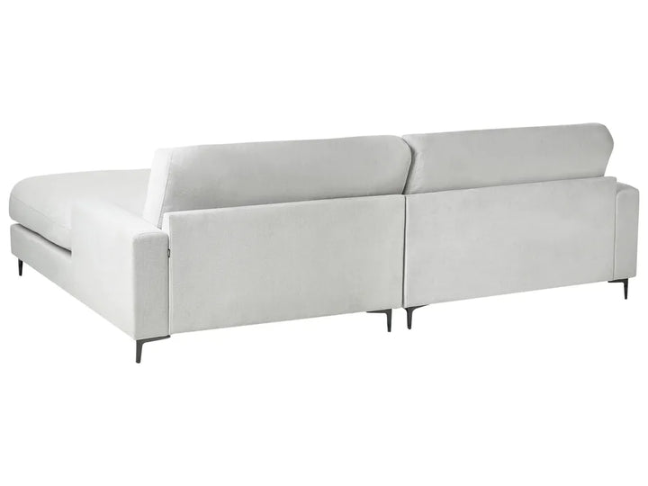Corner Sofa 3 Seater Chenille Light Grey Left Hand Emilio