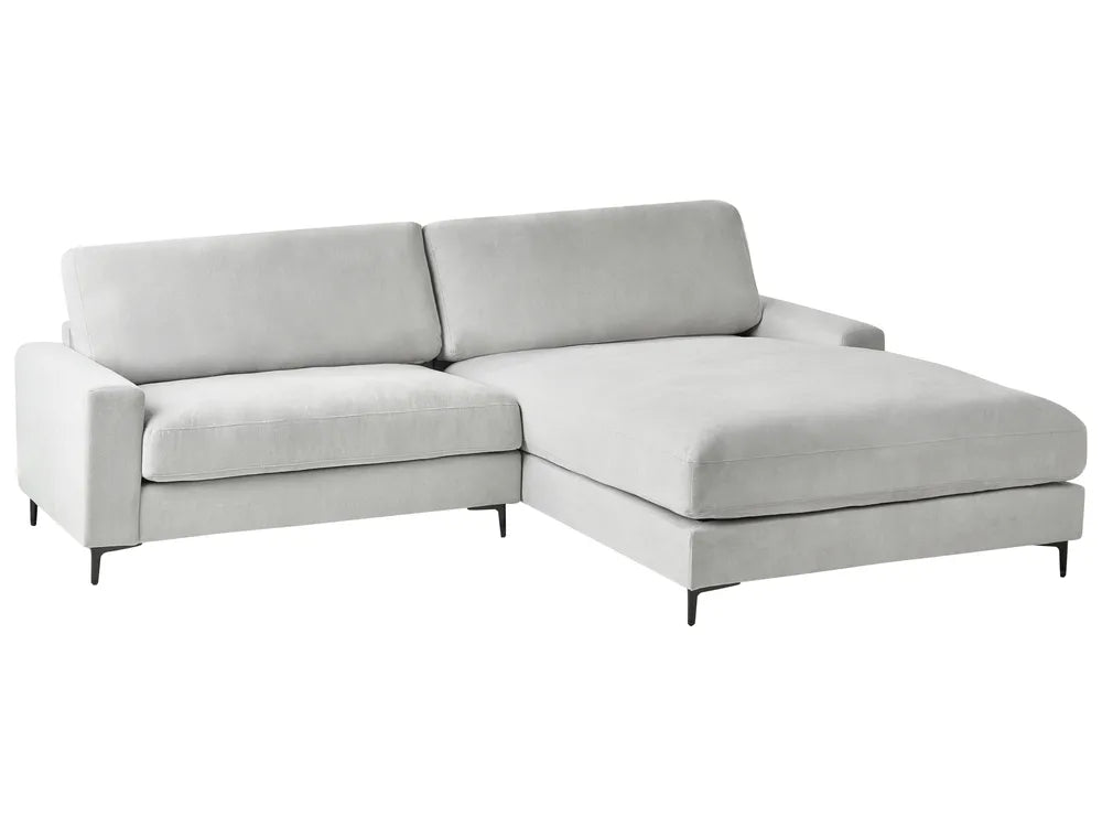 Corner Sofa 3 Seater Chenille Light Grey Left Hand Emilio