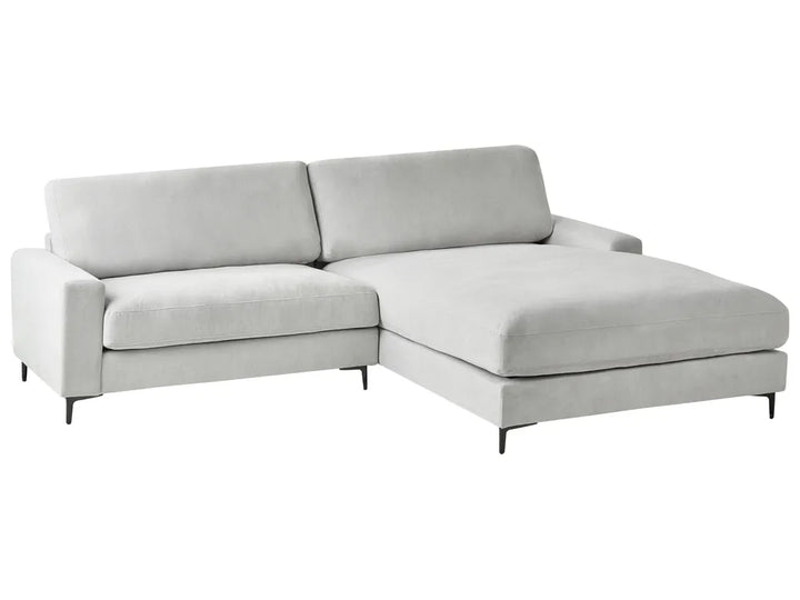 Corner Sofa 3 Seater Chenille Light Grey Left Hand Emilio