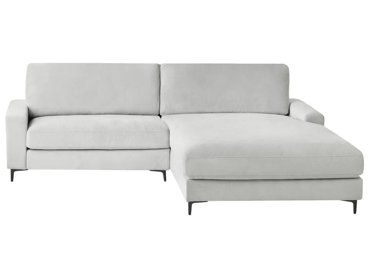 Light grey chenille corner sofa 3 seater left hand