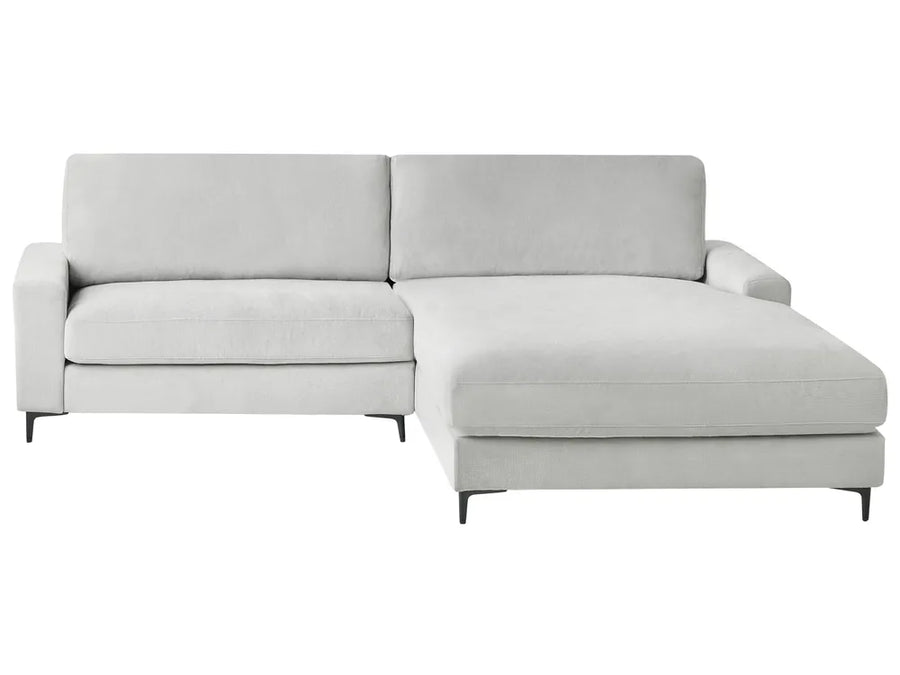 Light grey chenille corner sofa 3 seater left hand