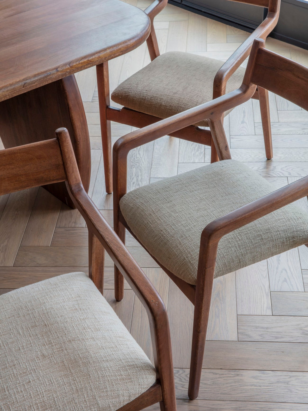 Libra Monterey Retro Dark Wood Dining Chair with Beige Upholstery