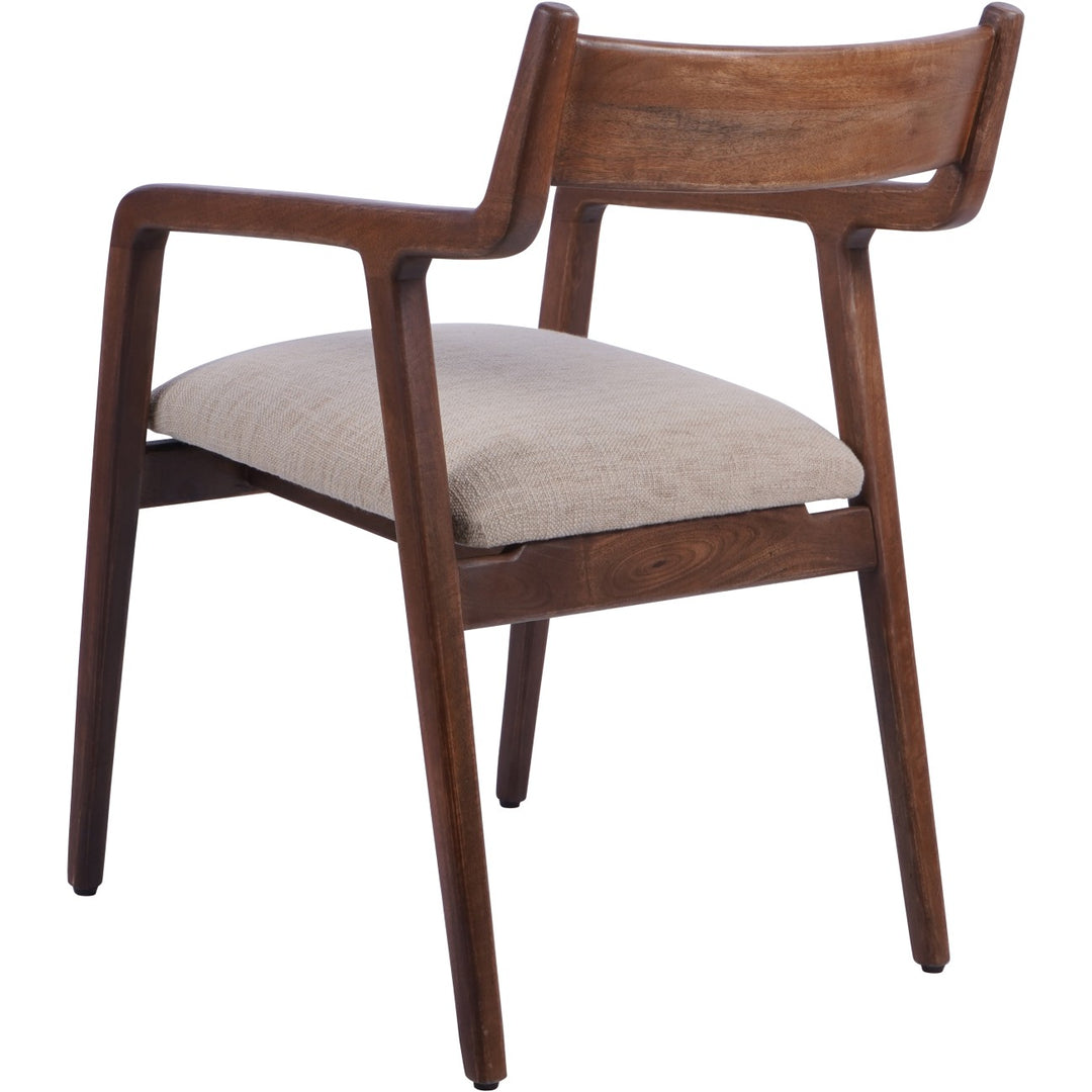 Libra Monterey Retro Dark Wood Dining Chair with Beige Upholstery