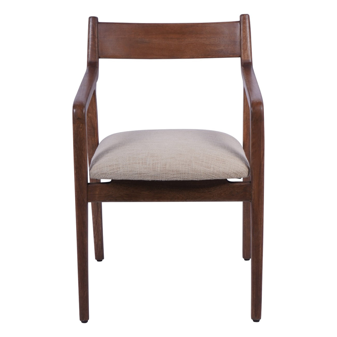 Libra Monterey Retro Dark Wood Dining Chair with Beige Upholstery