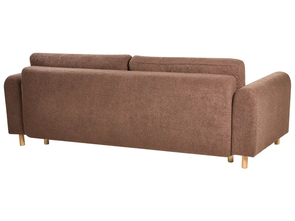 Sofa Bed 3 Seater Boucle Brown with Storage Ellie