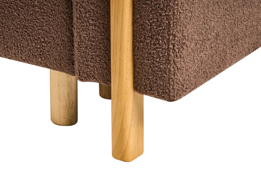 Sofa Bed 3 Seater Boucle Brown with Storage Ellie