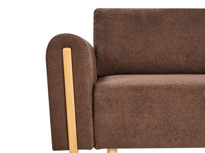 Sofa Bed 3 Seater Boucle Brown with Storage Ellie