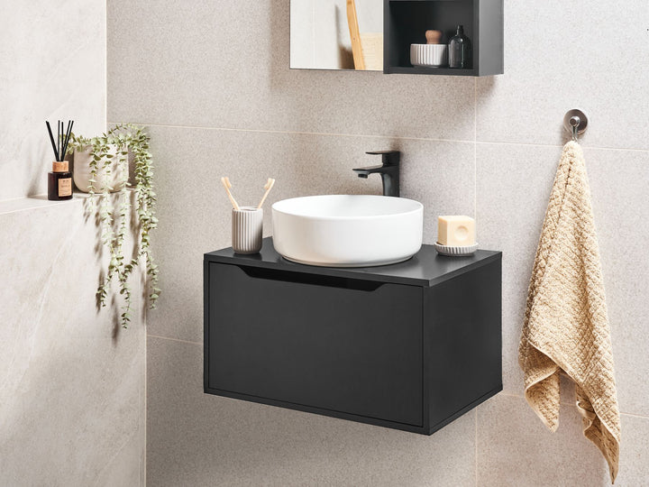 Wall Mounted Washbasin Cabinet 60 cm Black Petrolina