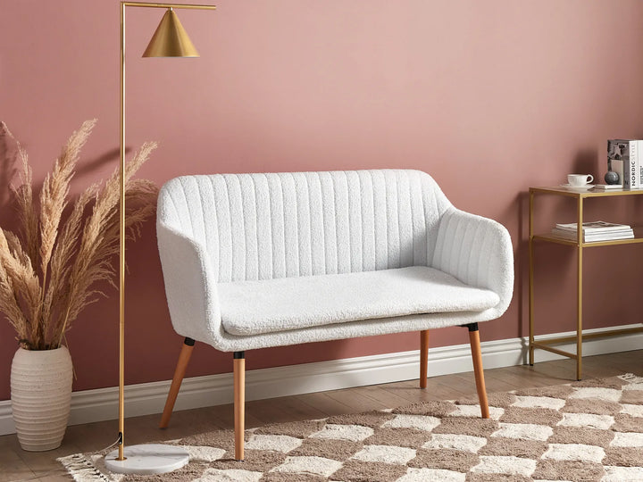 Modern off white boucle upholstered bench Taby