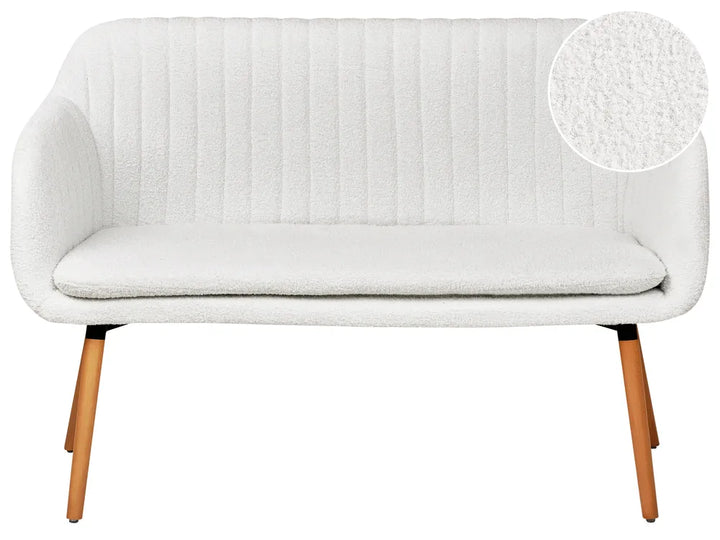 Upholstered Bench 2 Seater Boucle Off-White Crompton